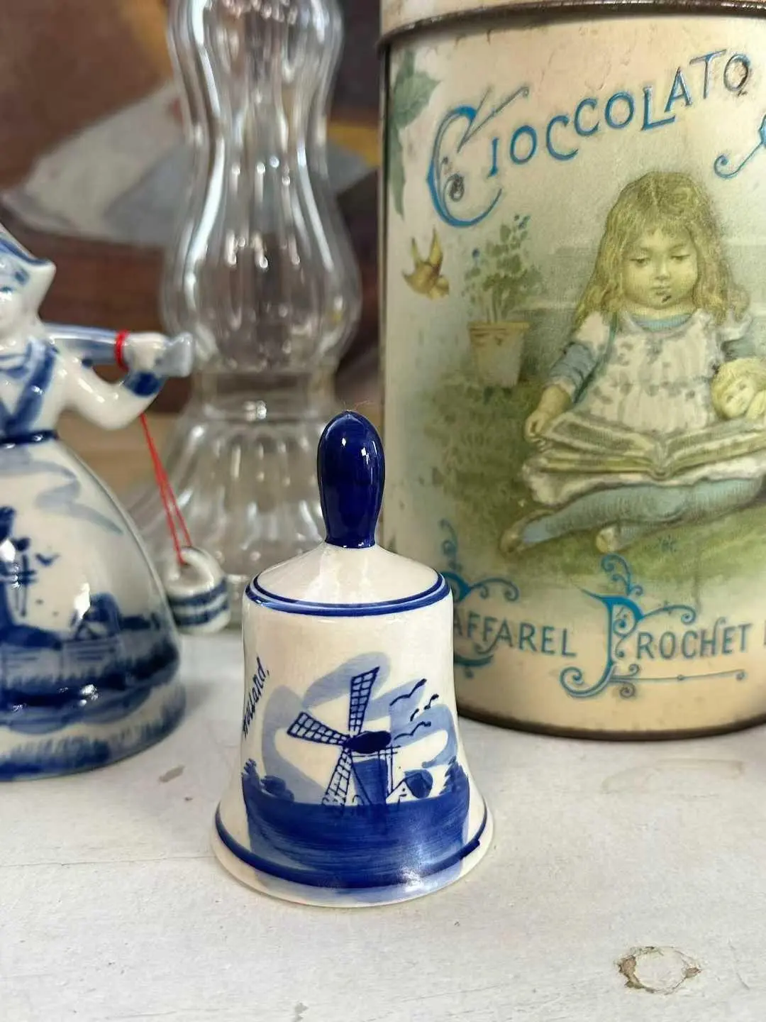 Vintage Delft Hand-Painted Ceramic Bell, Netherlands