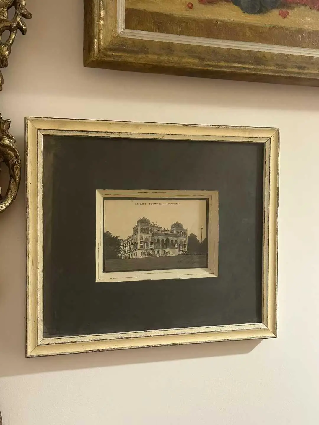 Antique French Postcard, Framed in 2007 — Wax Seal and Dated Signature on Back