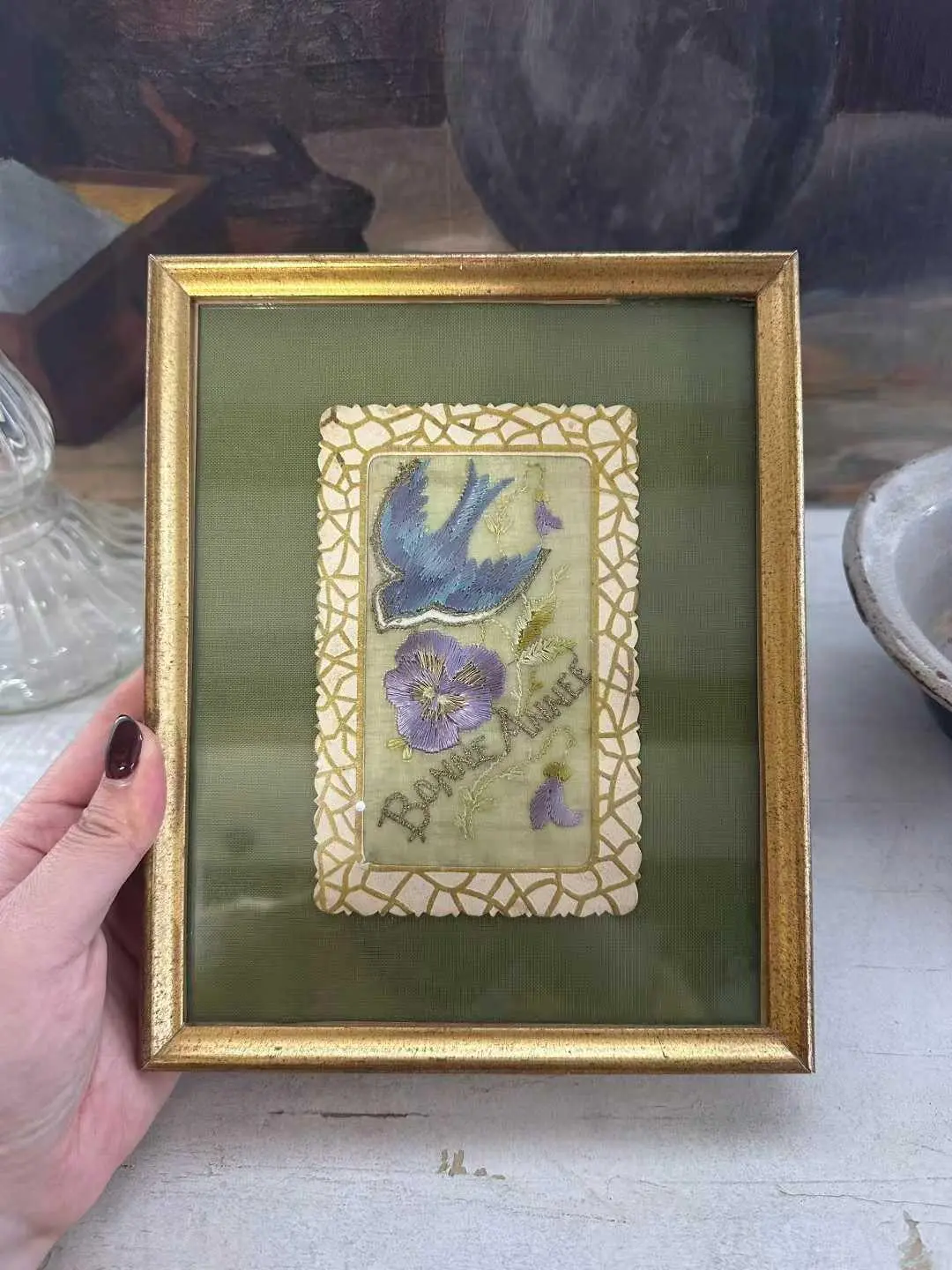 France 1934 Framed Antique Card Wall Hanging, 21.1 × 17 cm