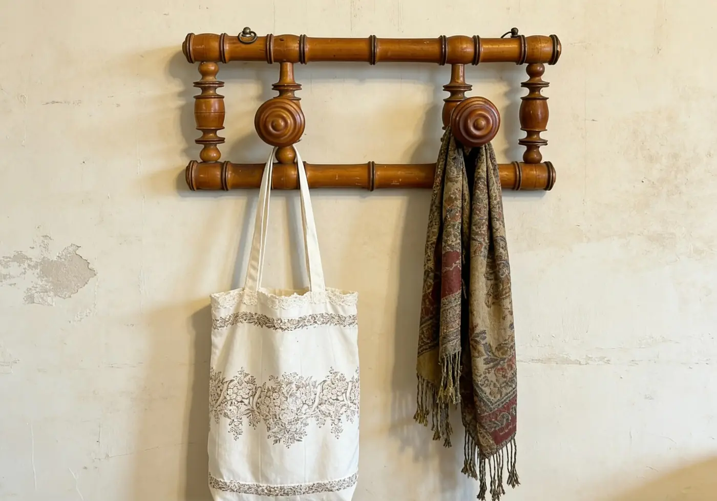 French Vintage Wooden Hanger, 43.5 x 18 cm