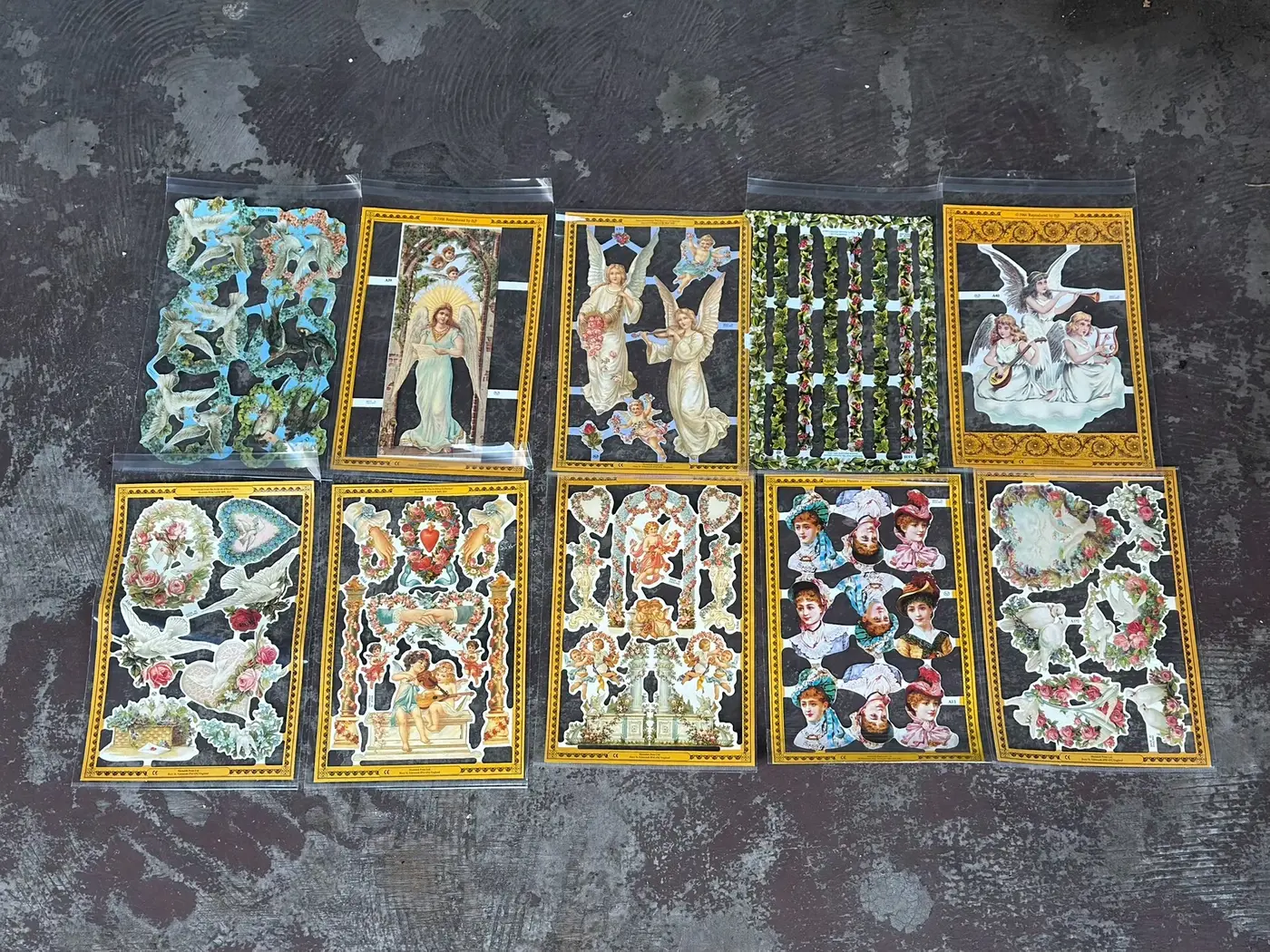 Set of French Vintage Paper Craft Decorative Stickers