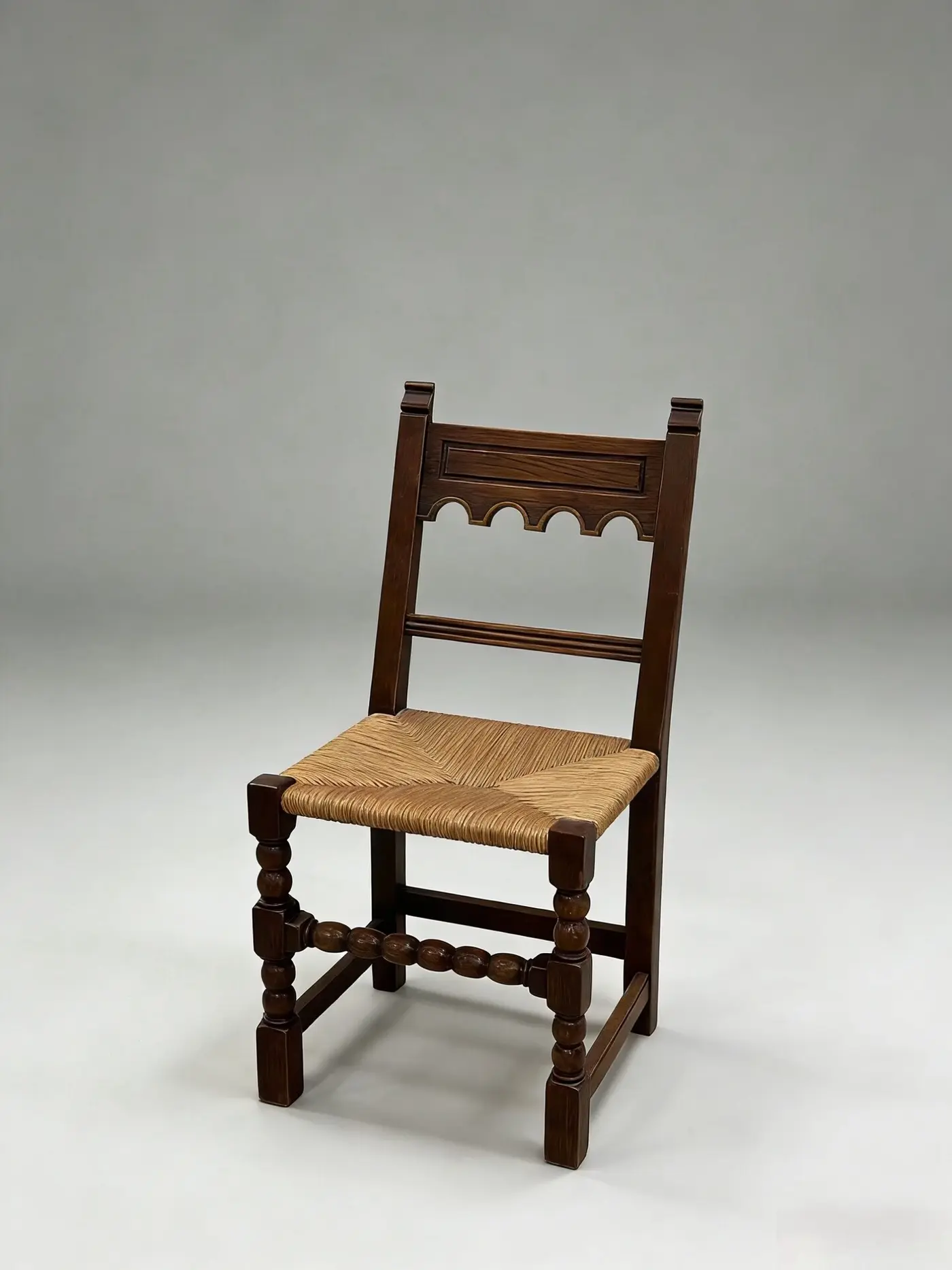 French Vintage Country-Style Rush-Seated Chair