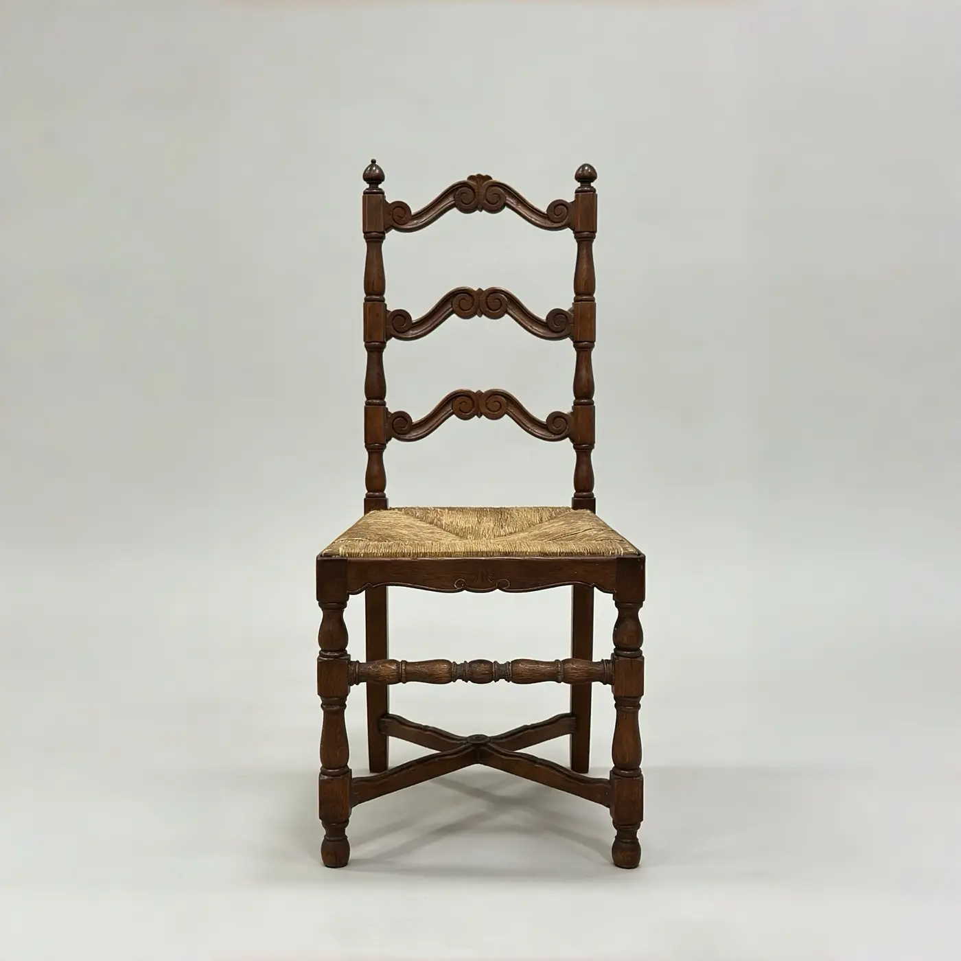 Pair of French Vintage Solid Wood Rattan Chairs