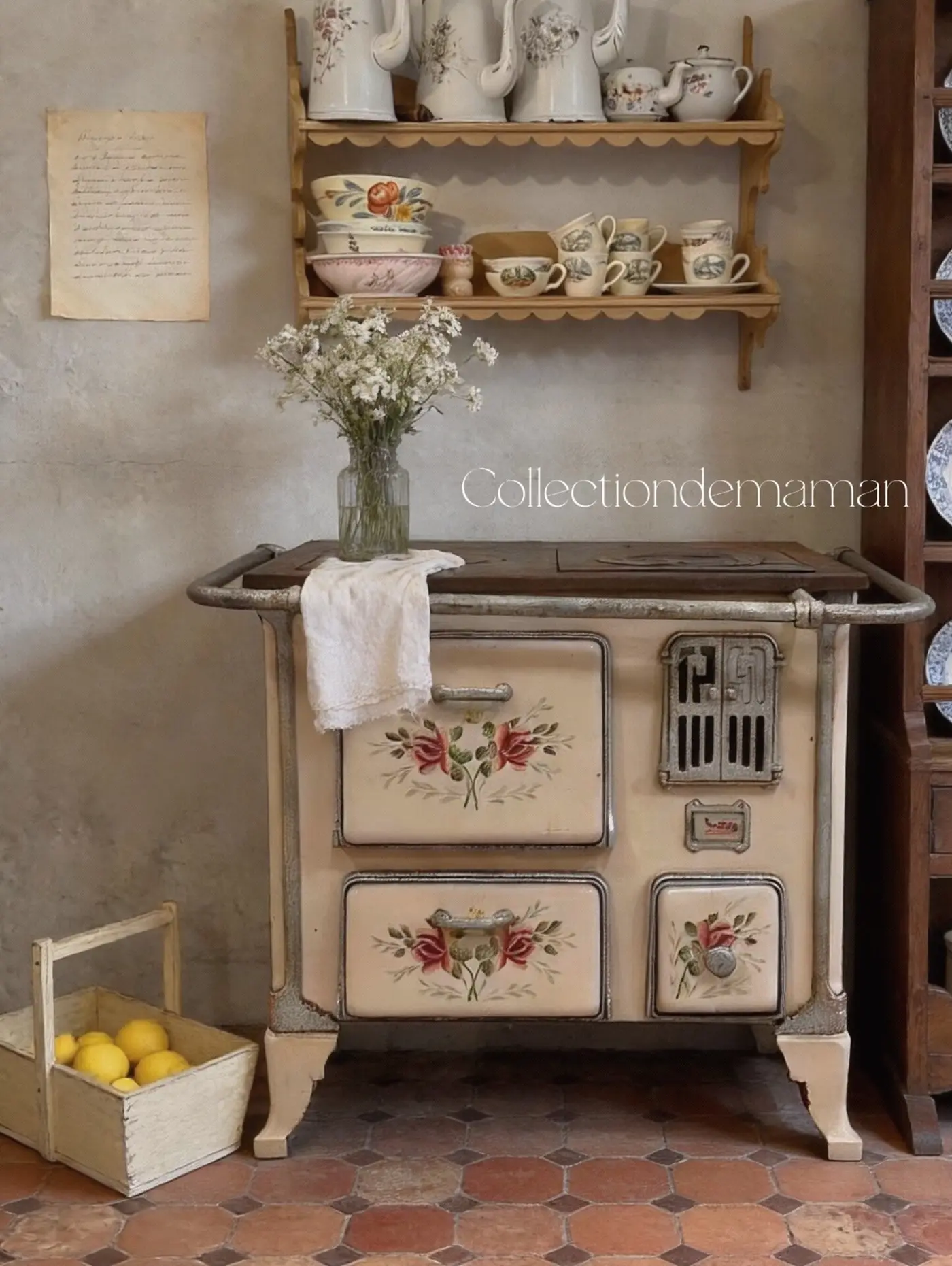Unique French Vintage Enamel Stove
