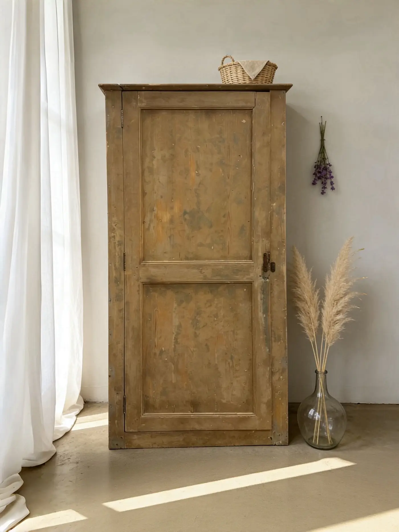 French Vintage Pine Country Cupboard