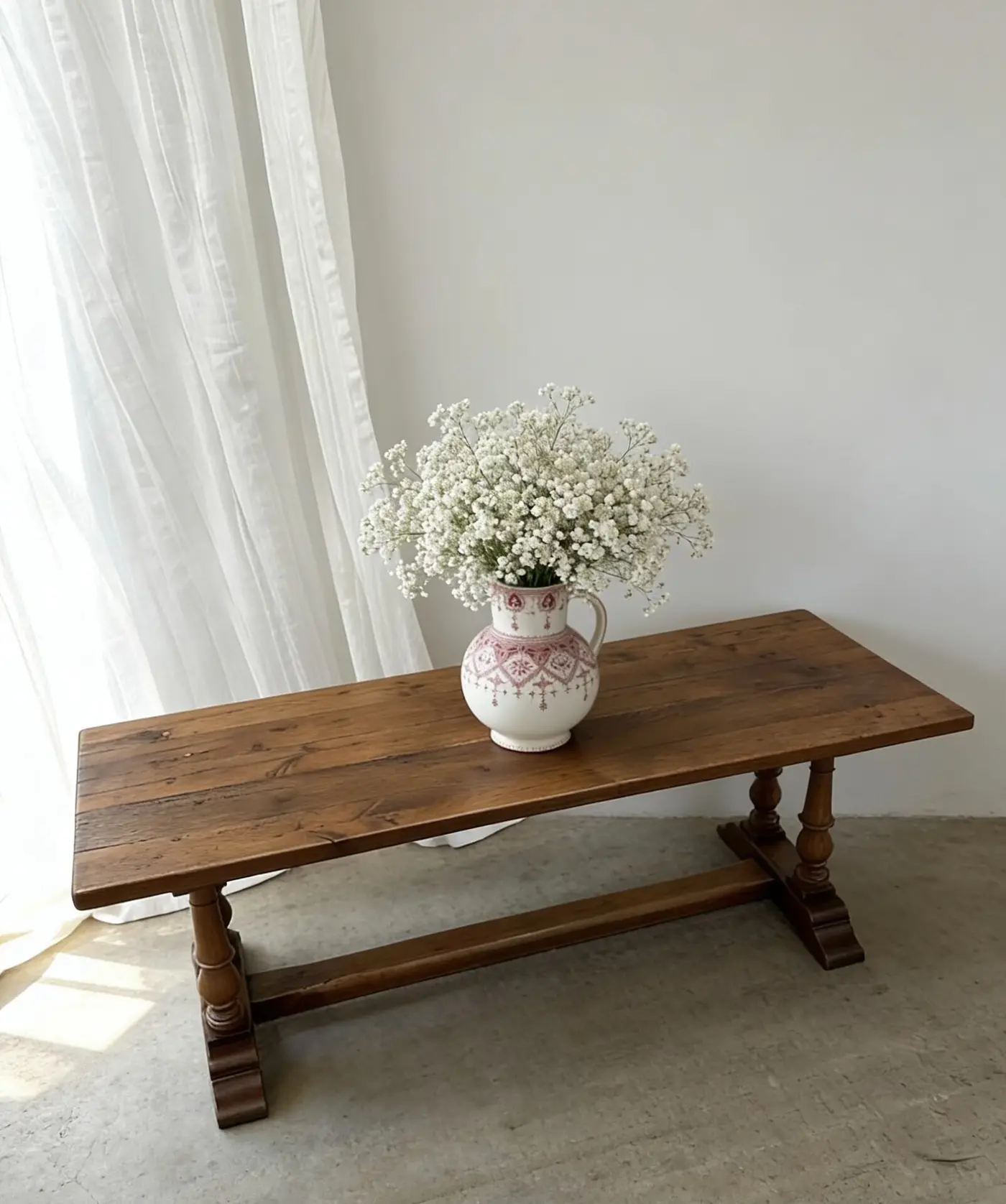 French Vintage Solid Oak Coffee Table