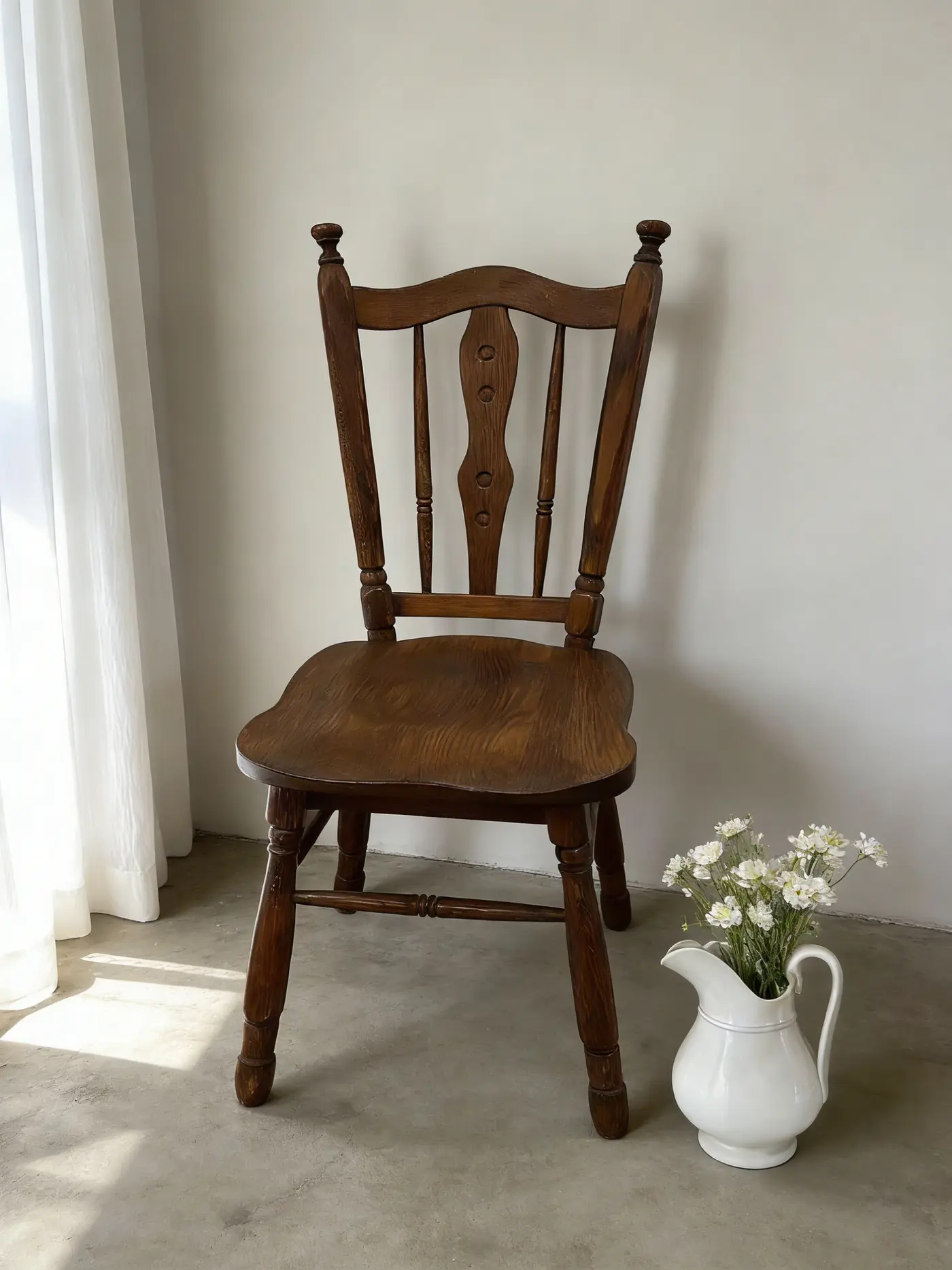 French Vintage Country-Style Solid Beech Chair