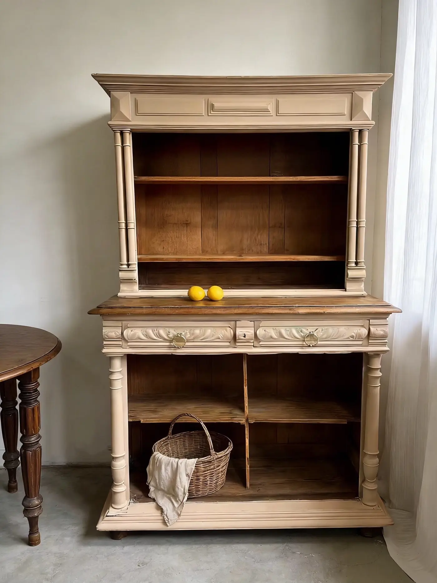 French Vintage Two-Piece Sideboard