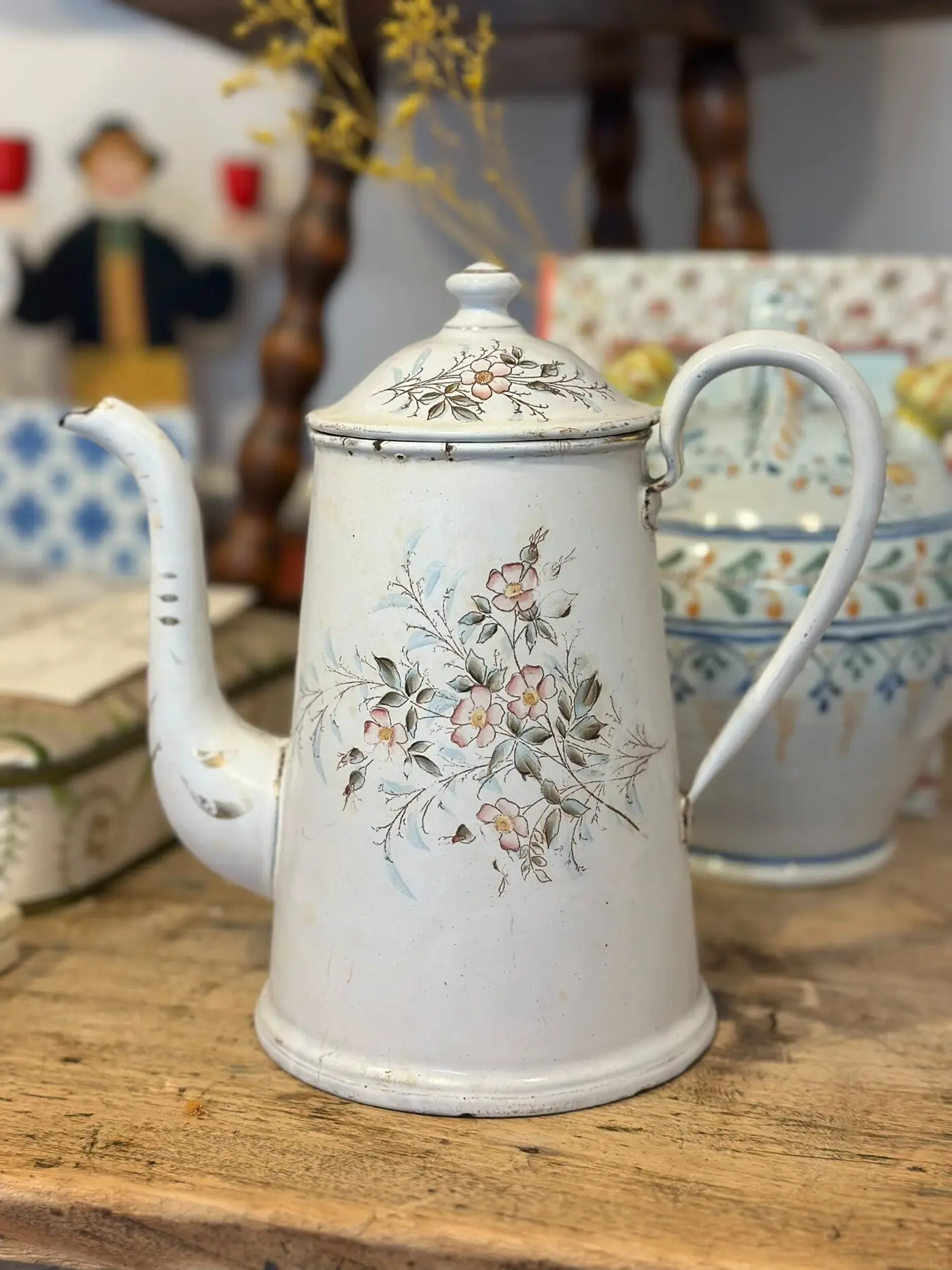 Antique French Enamel Coffee Pot
