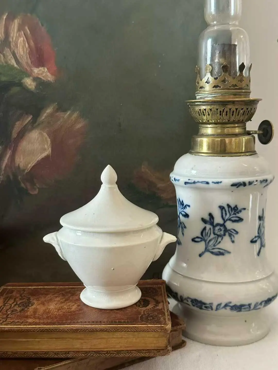 French Antique Fine Earthenware Mustard Pot — Unmarked, Creil-style