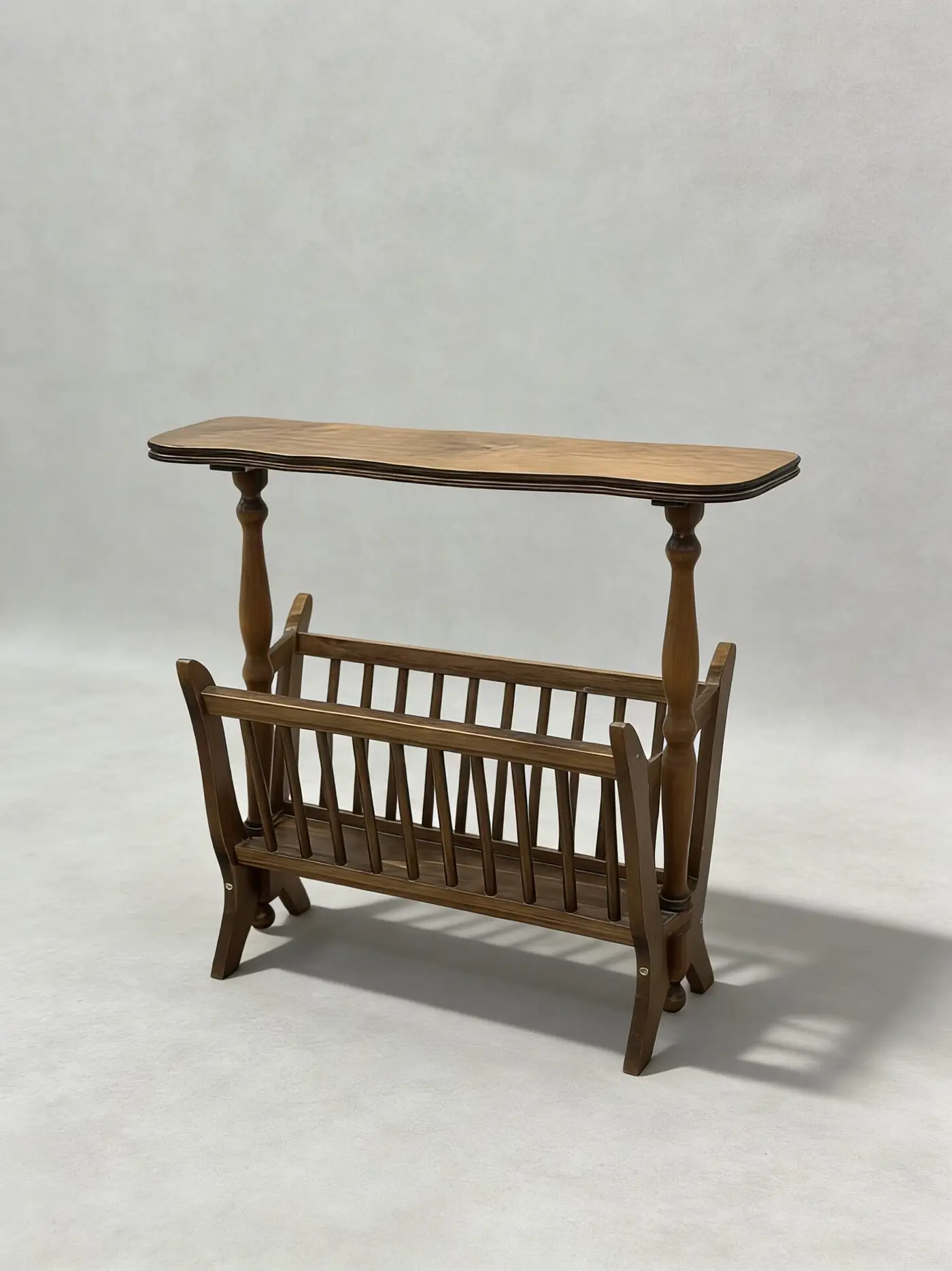 French Vintage Beech Wood Newspaper Rack