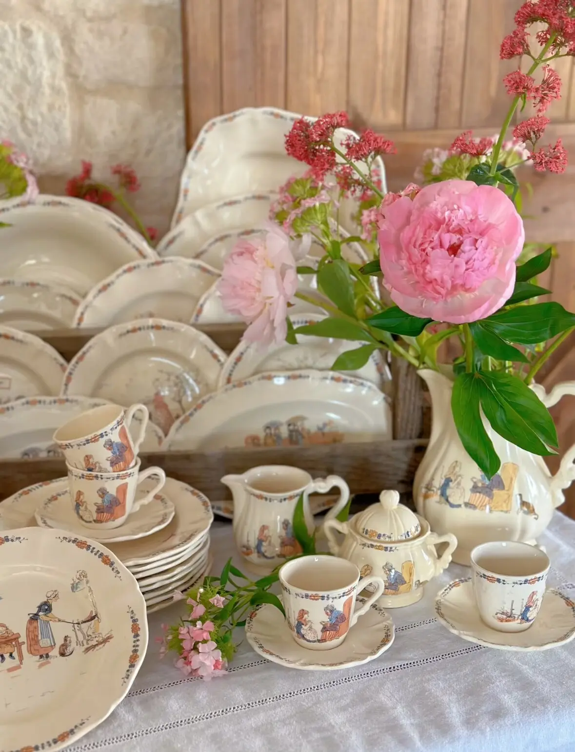 Vintage Sarreguemines Richard Children's Tableware Collection, France