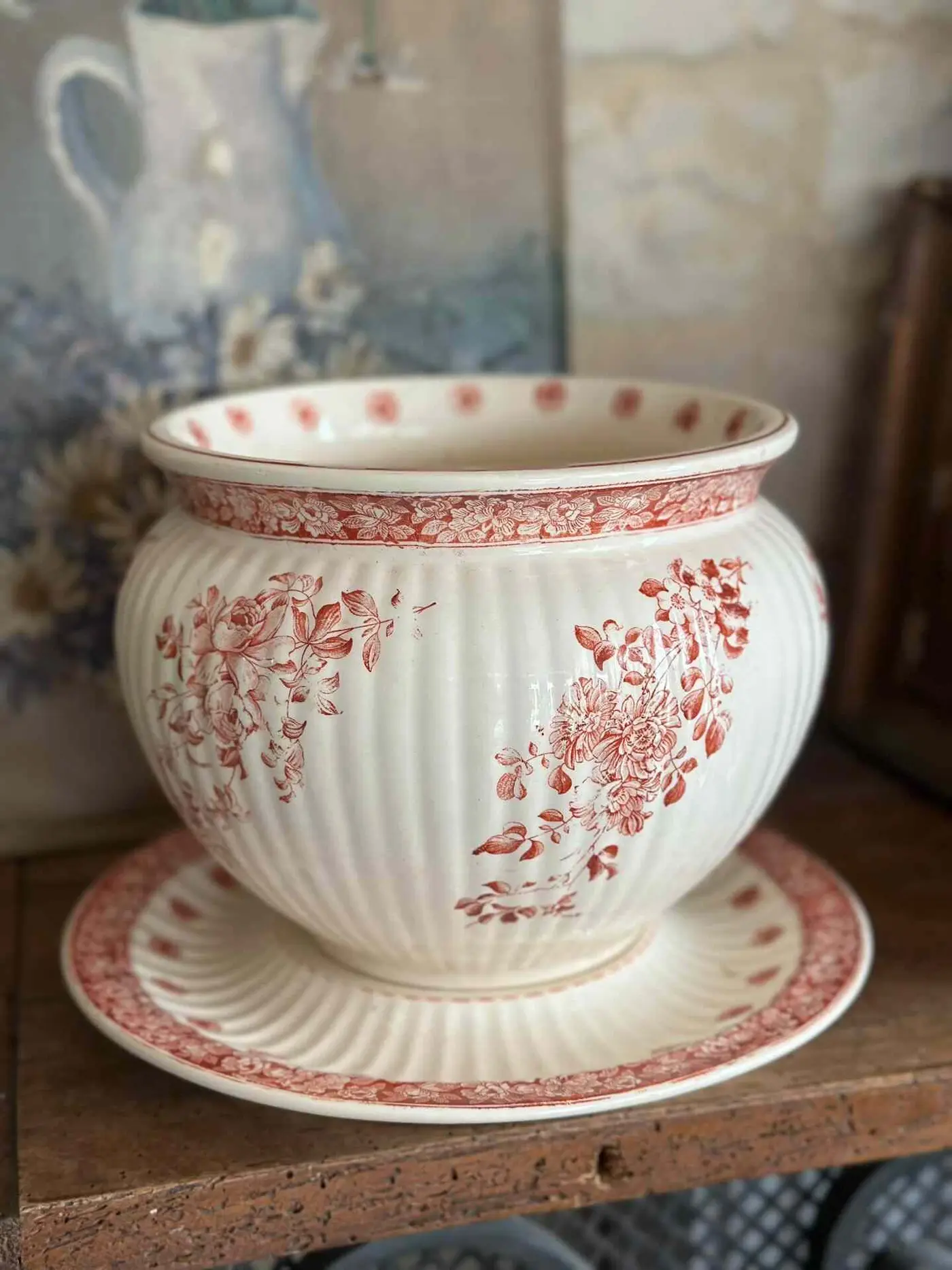 Antique Petrus Regout Planter — From Dutch Royal Ceramic Manufacturer