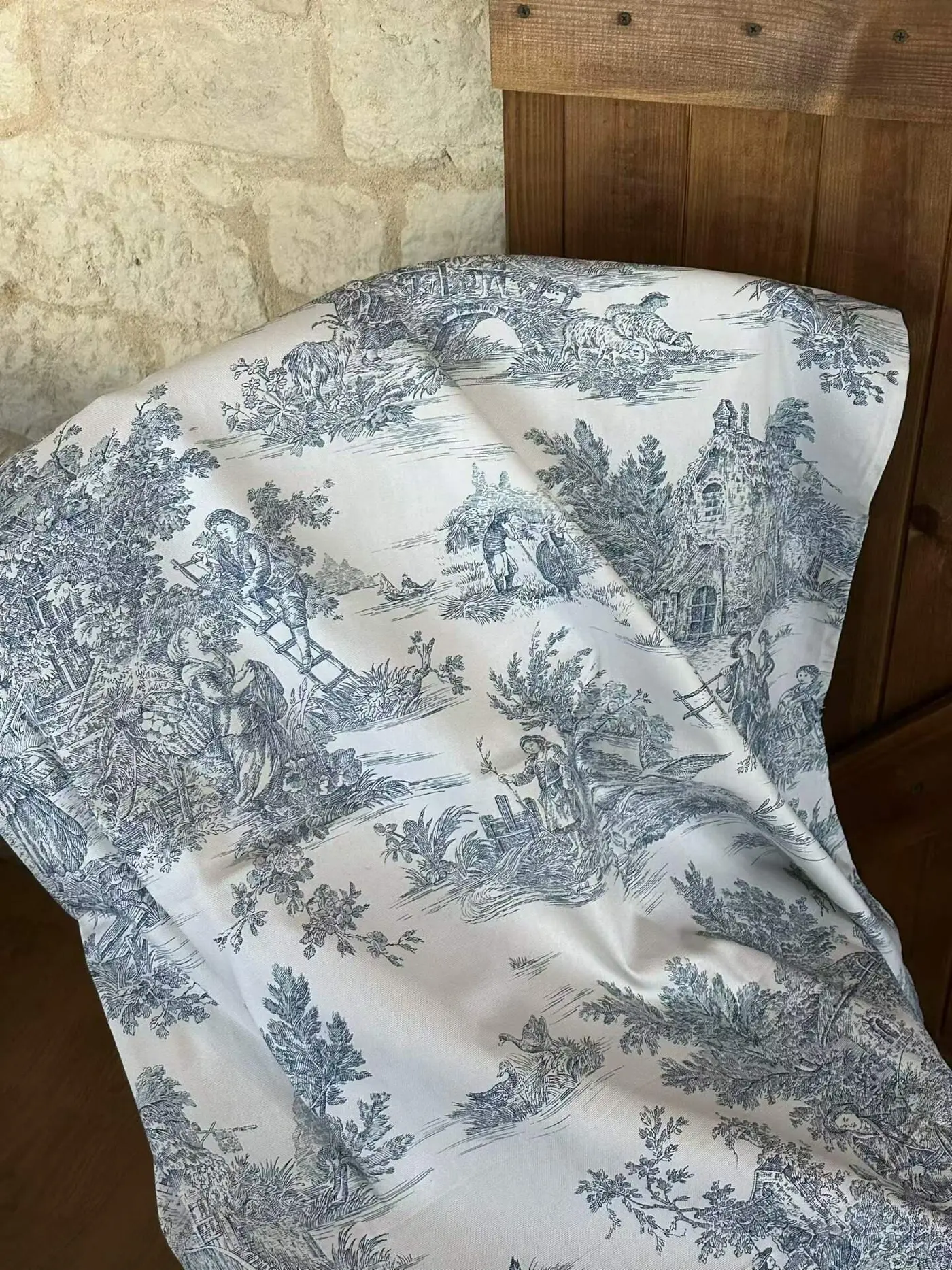 Vintage French Toile de Jouy Printed Curtains (Pair)