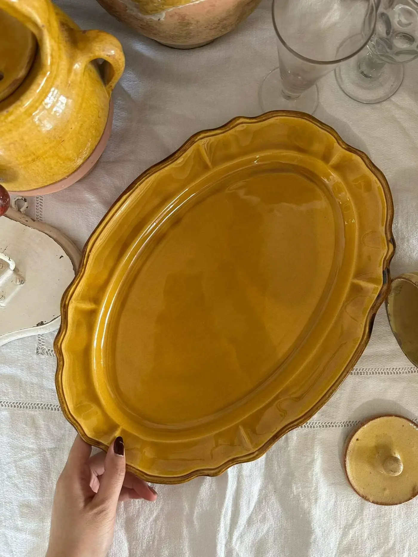Large Lace-Edged Oval Plate, Provence, France