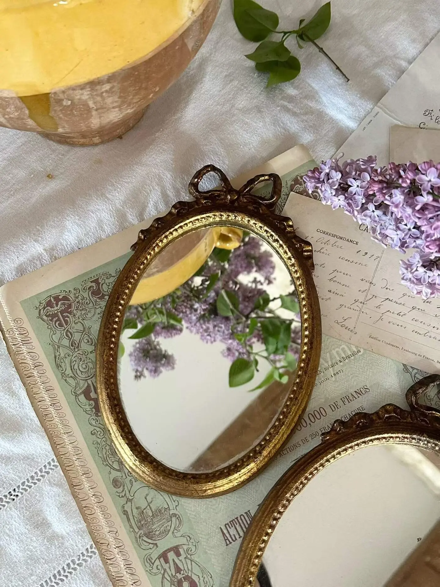 French Vintage Bow Wall Mirror
