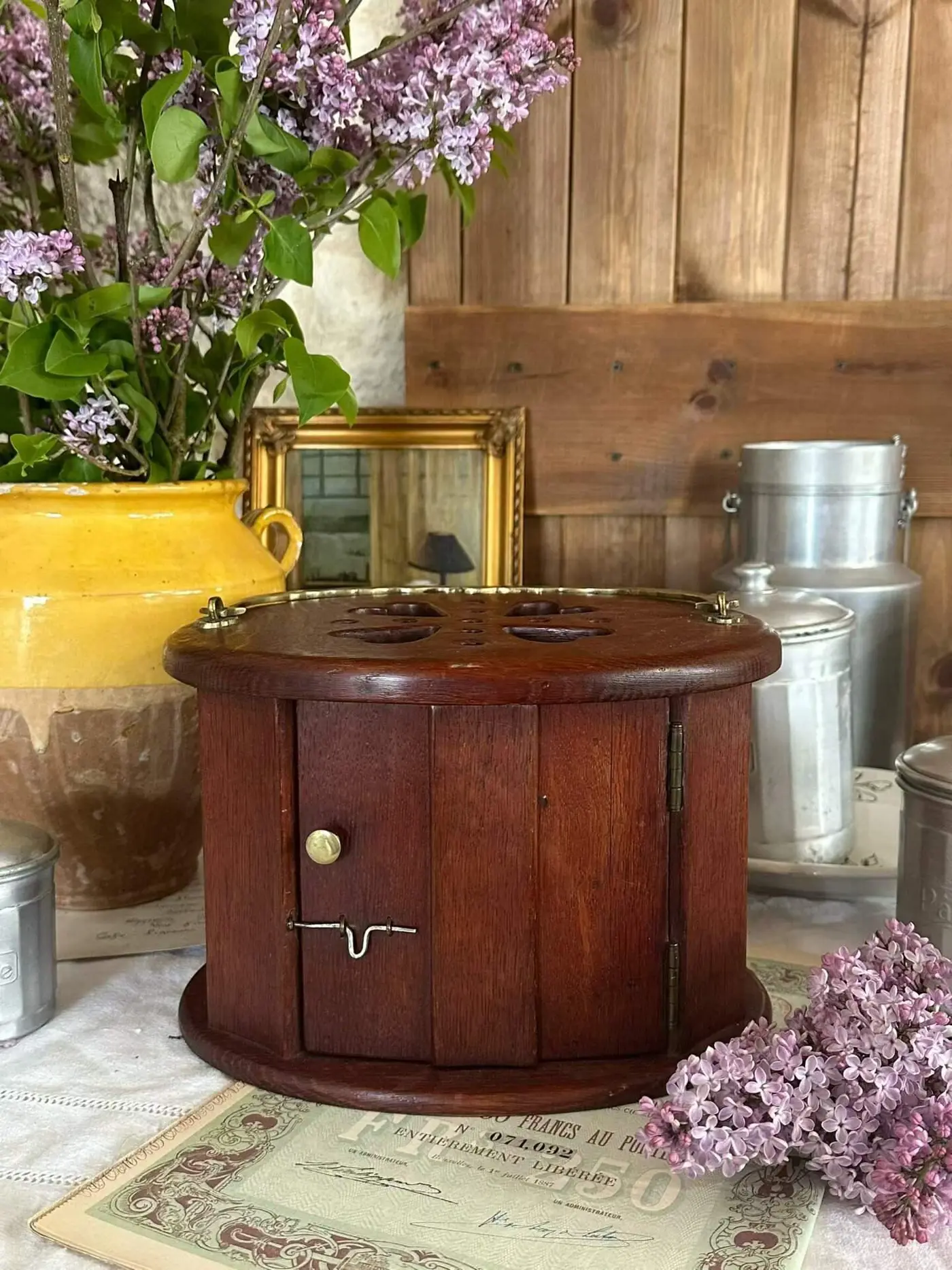 French Vintage Solid Wood Storage Box, Hefty Construction