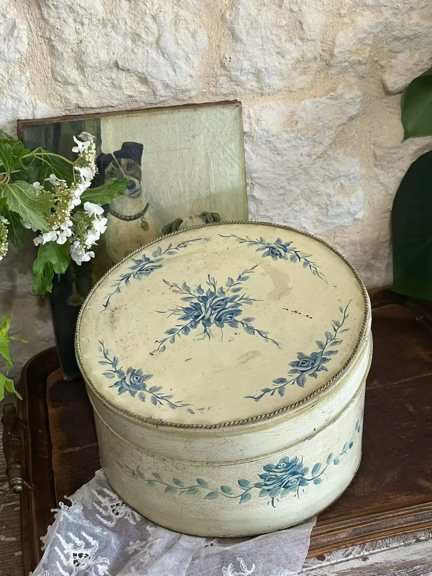 Set of Three French Vintage Hand-Painted Iron Buckets