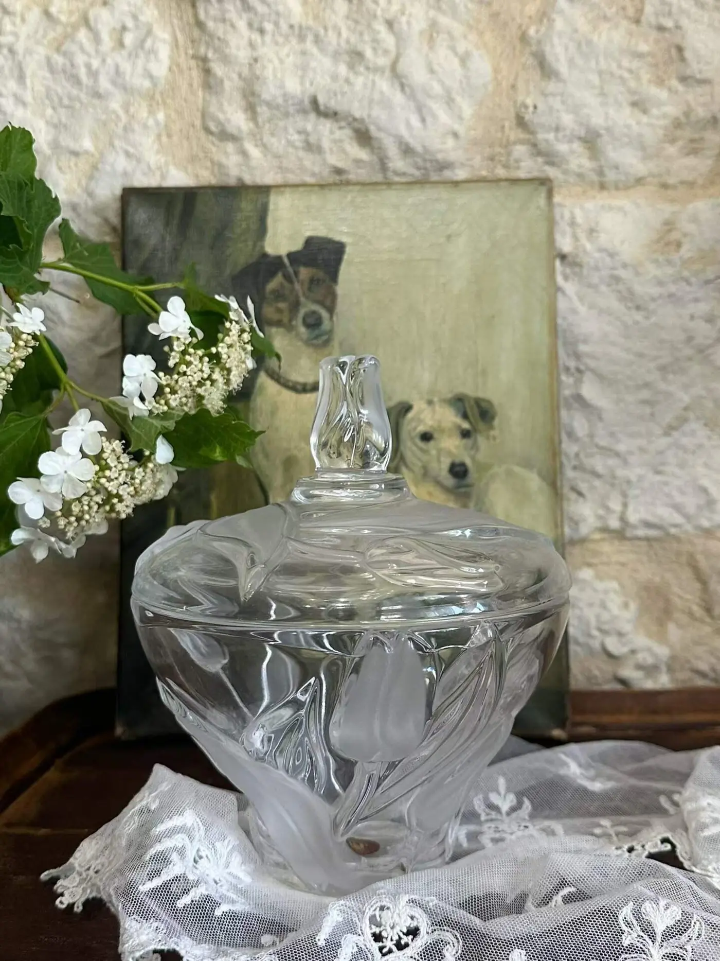 Walther Glas (Germany) 1980s–1990s Tulip-Relief Crystal Sugar Jar with Original Label