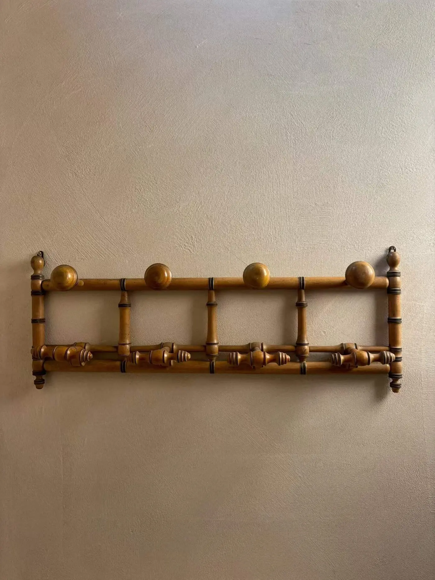 French Antique Solid Wood Clothes Hanger, Bamboo-Joint Design