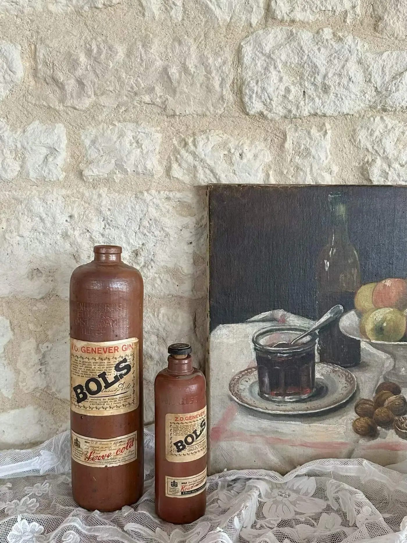 Pair of Gien Earthenware Bottles, Netherlands, 1940s–1960s