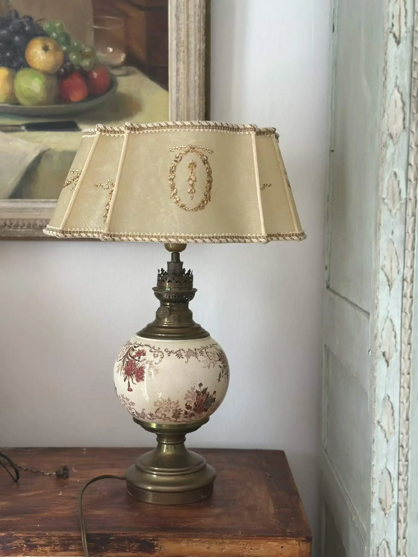 French Antique Ceramic Table Lamp