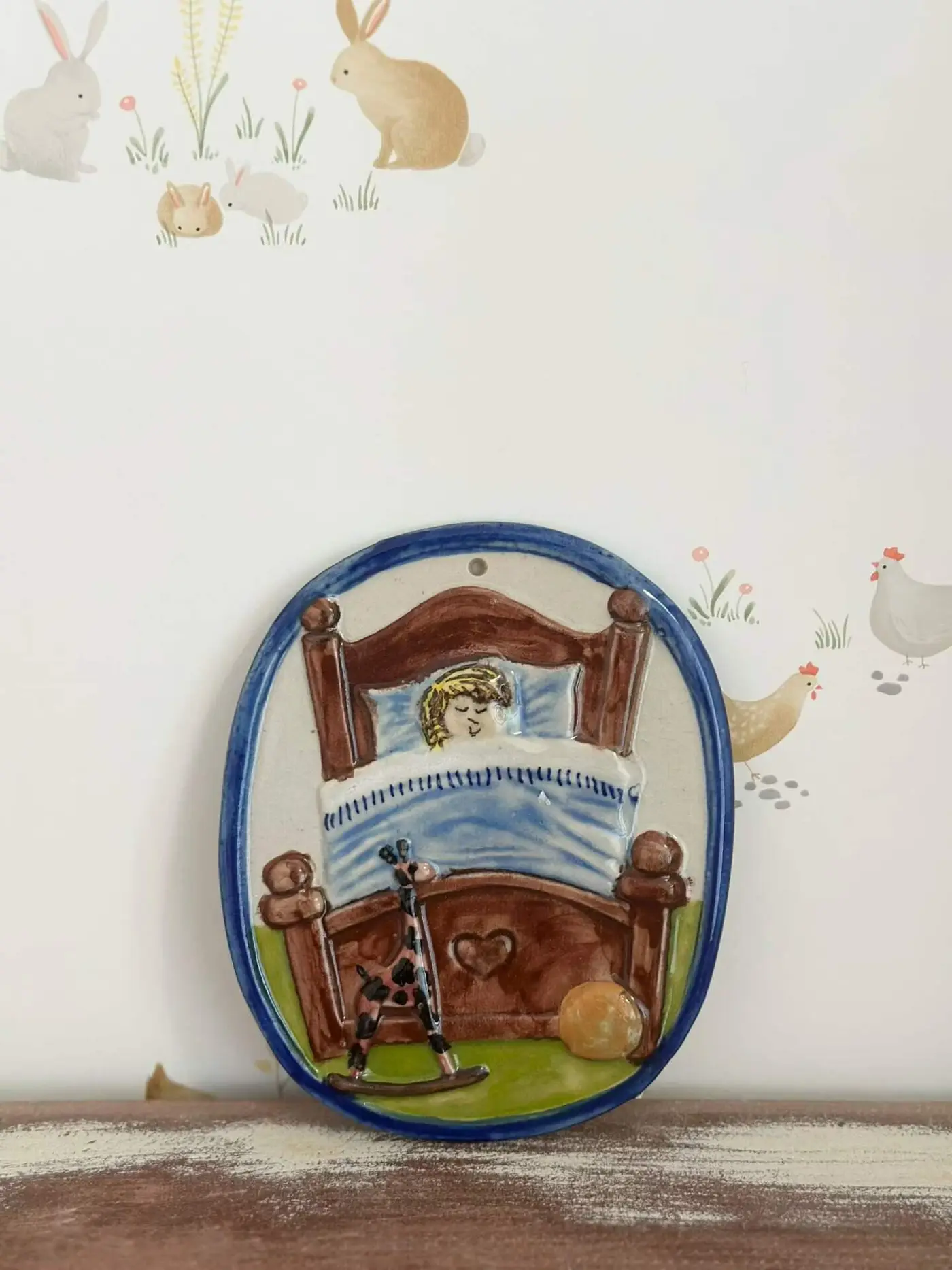 French Vintage Ceramic Door Plaque