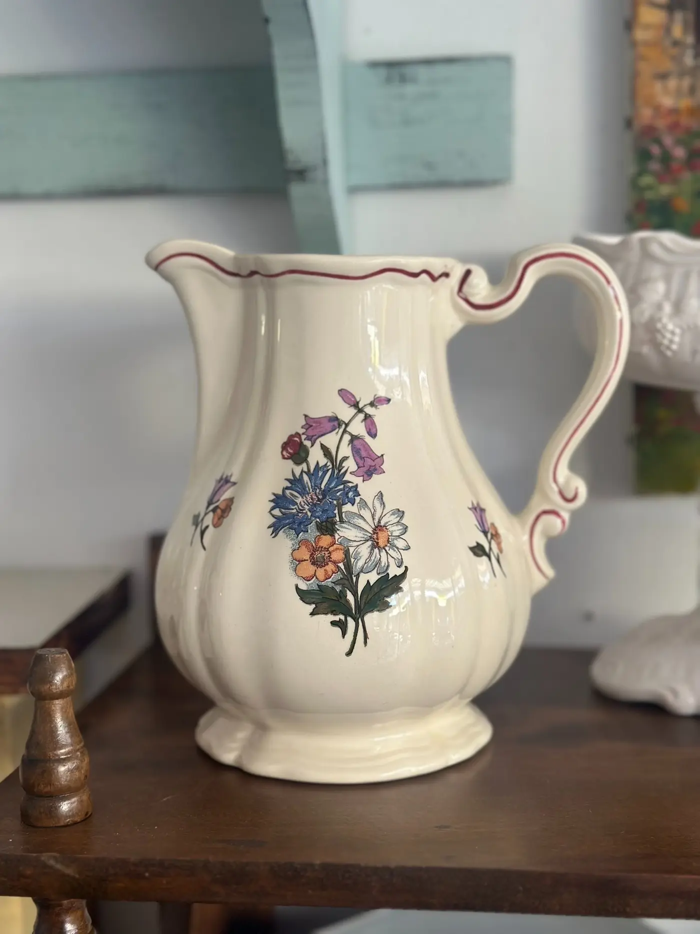 Sarreguemines Large French Country Ceramic Milk Jug
