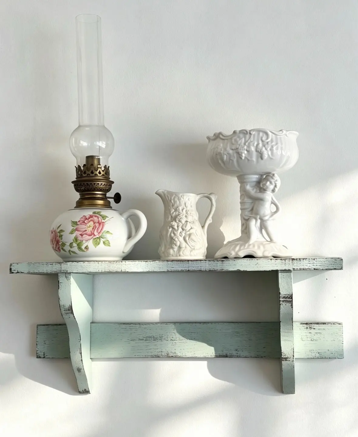 French Country Vintage Wooden Wall Shelf