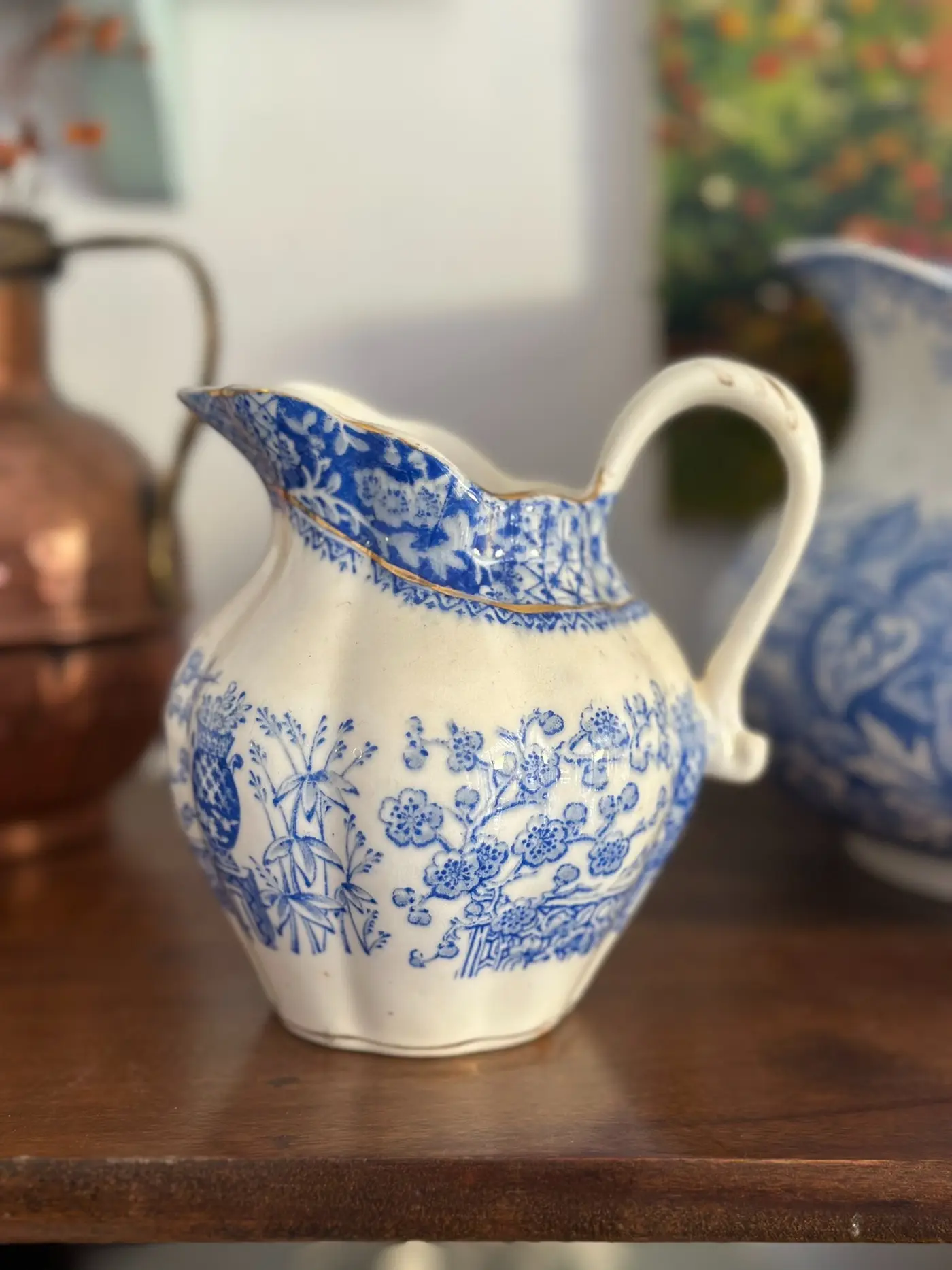 Victorian-Style English Blue-and-White Porcelain Cream Jug