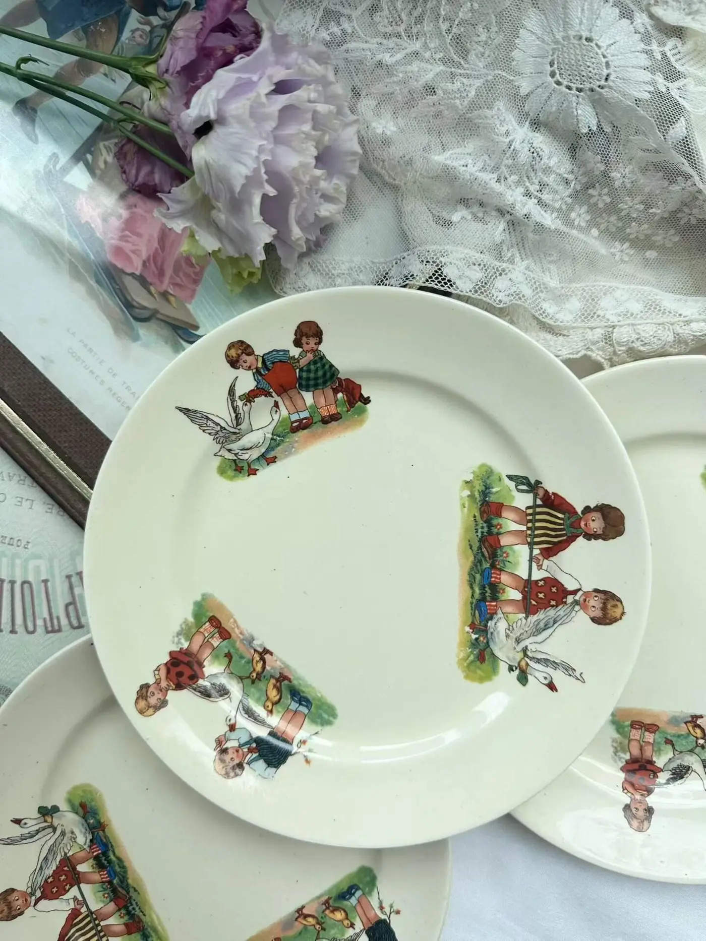 Société Céramique 1942 Children's Series Cream Dessert Plate, 16.8 cm
