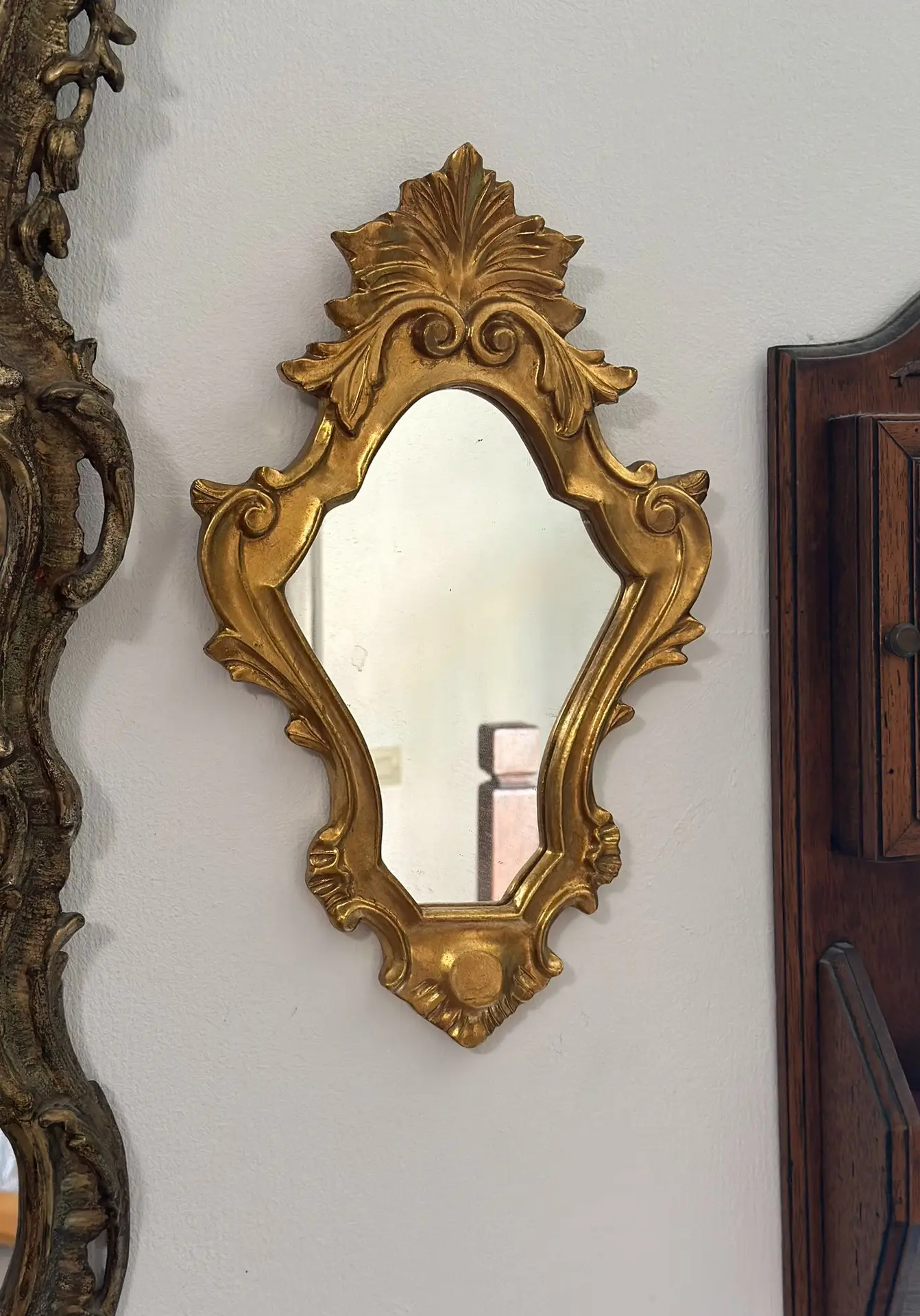 French Vintage Gilt Rococo Wall Mirror