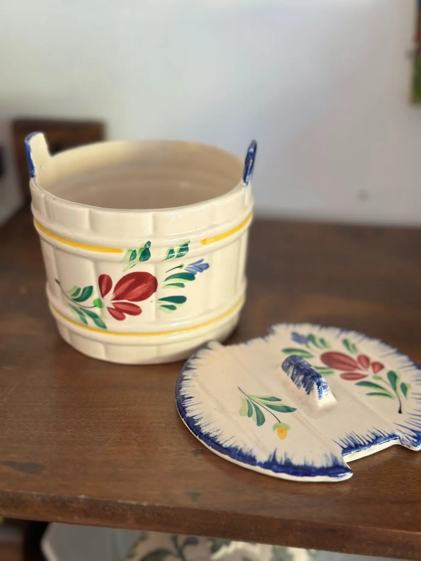 French vintage Normande lidded ceramic jar