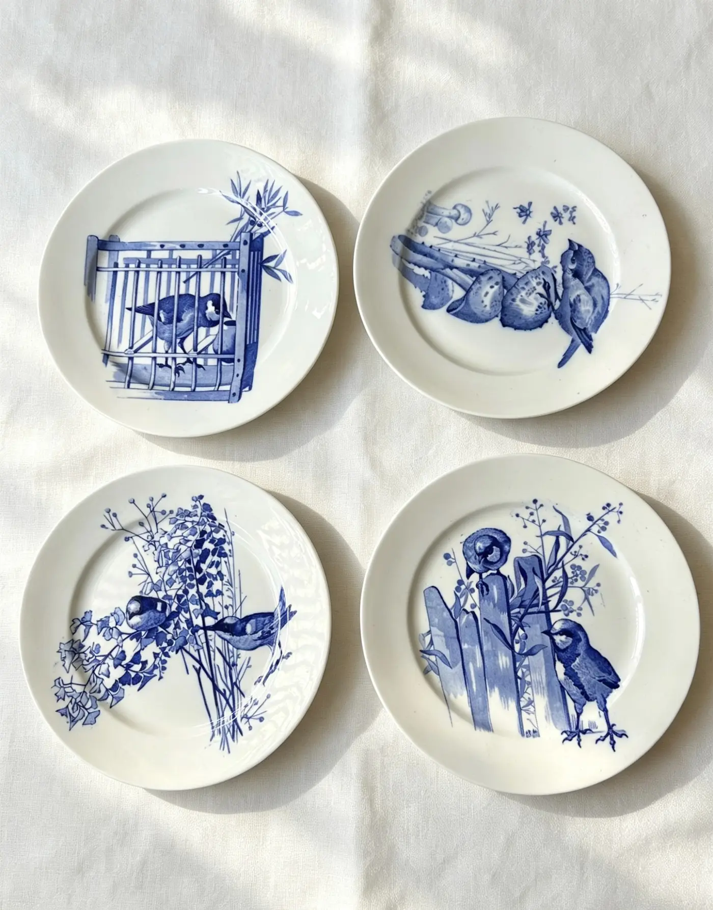 Set of Four Cauldon "Canova" Blue-and-White Dinner Plates