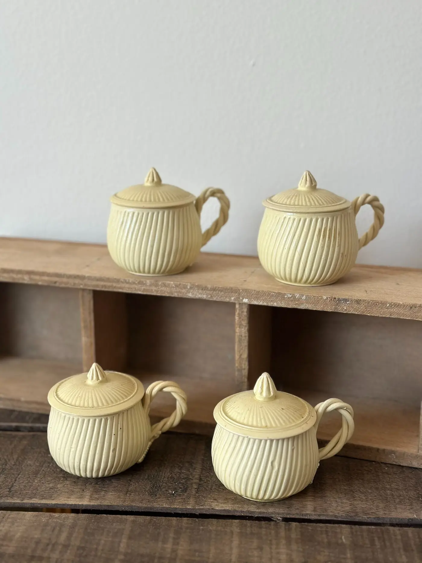 French Antique Fine Ceramic Creamer with Twisted Handle