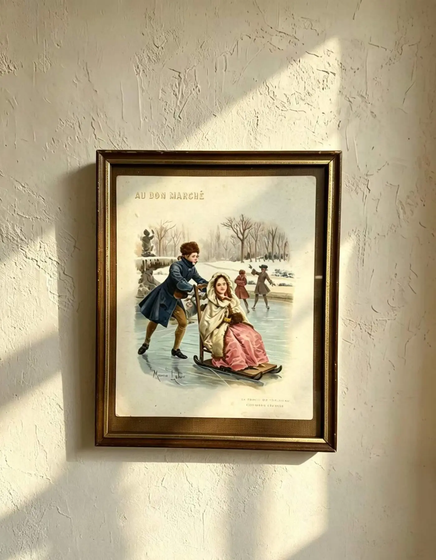 Au Bon Marché Belle Époque Winter Ice-Skating Vintage Advertising Print
