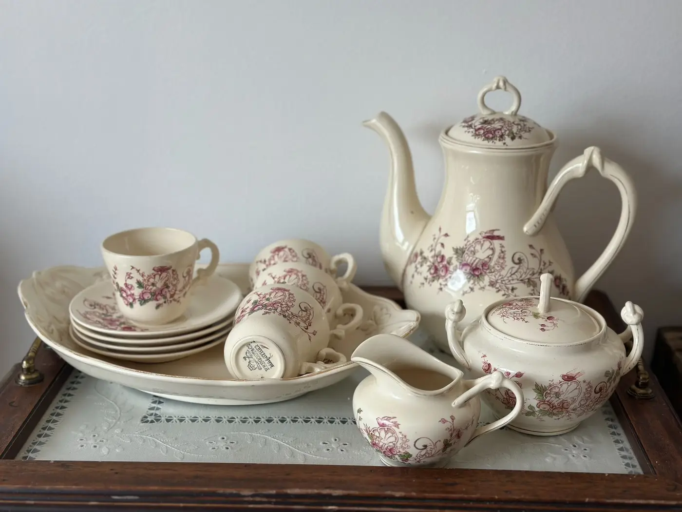 Vintage Maastricht (Holland) 13-Piece Floral Transferware Tea Set