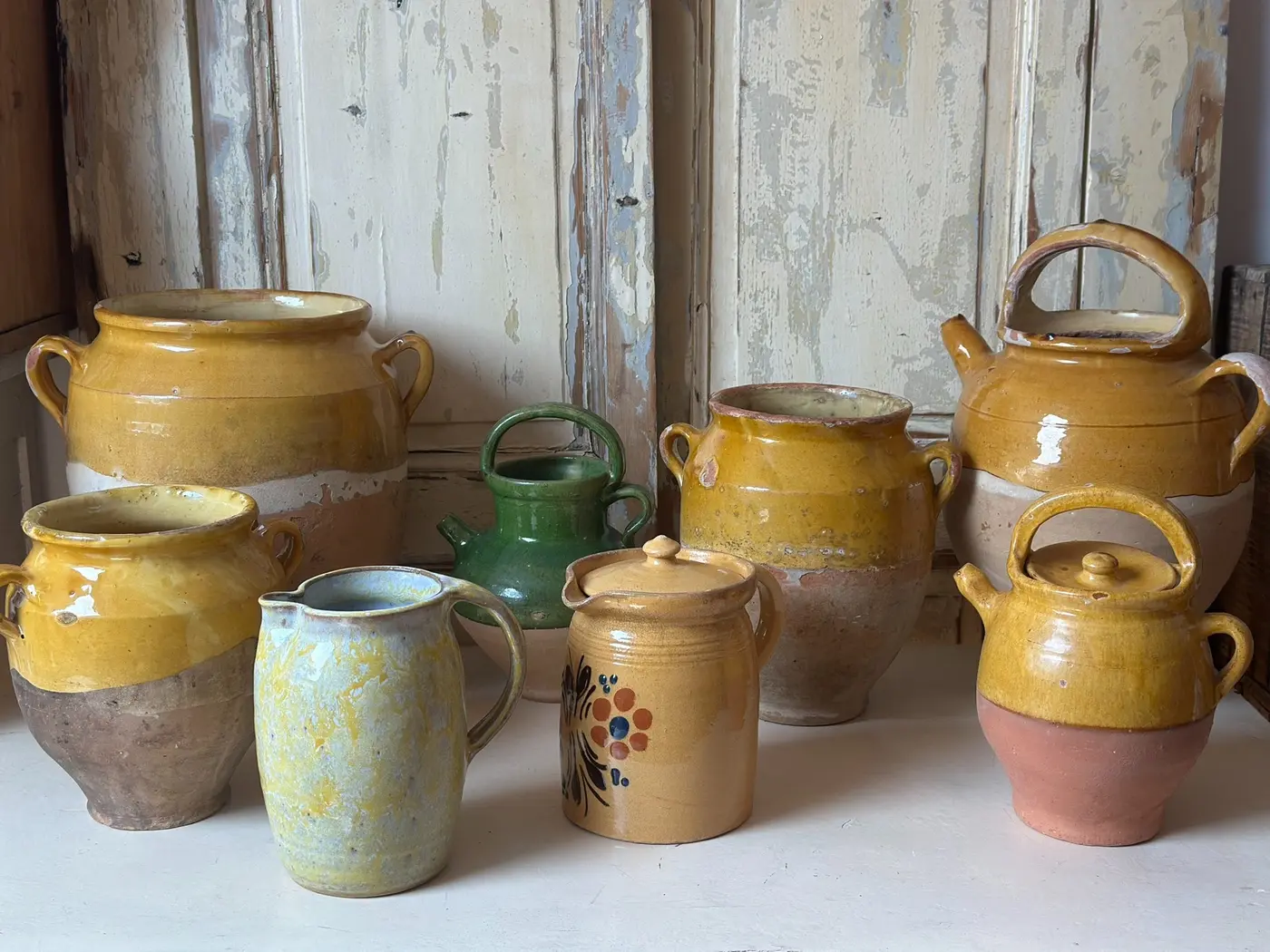French Vintage Country-Style Ceramic Jars Collection