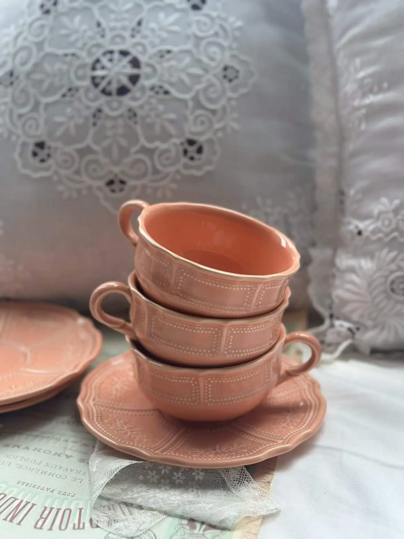 Vintage Luneville Relief Cup, 250 ml