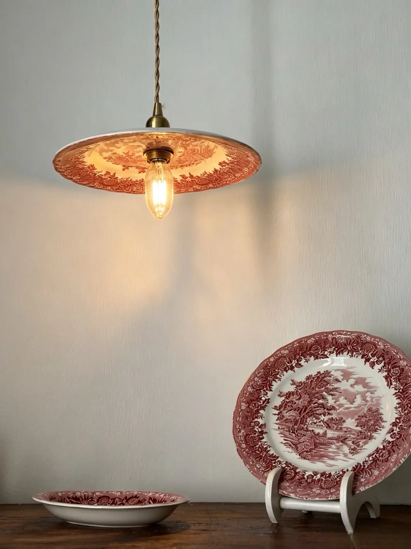 W.H. Grindley Country Style Vintage Plate Pendant Lamp, 25.5 cm