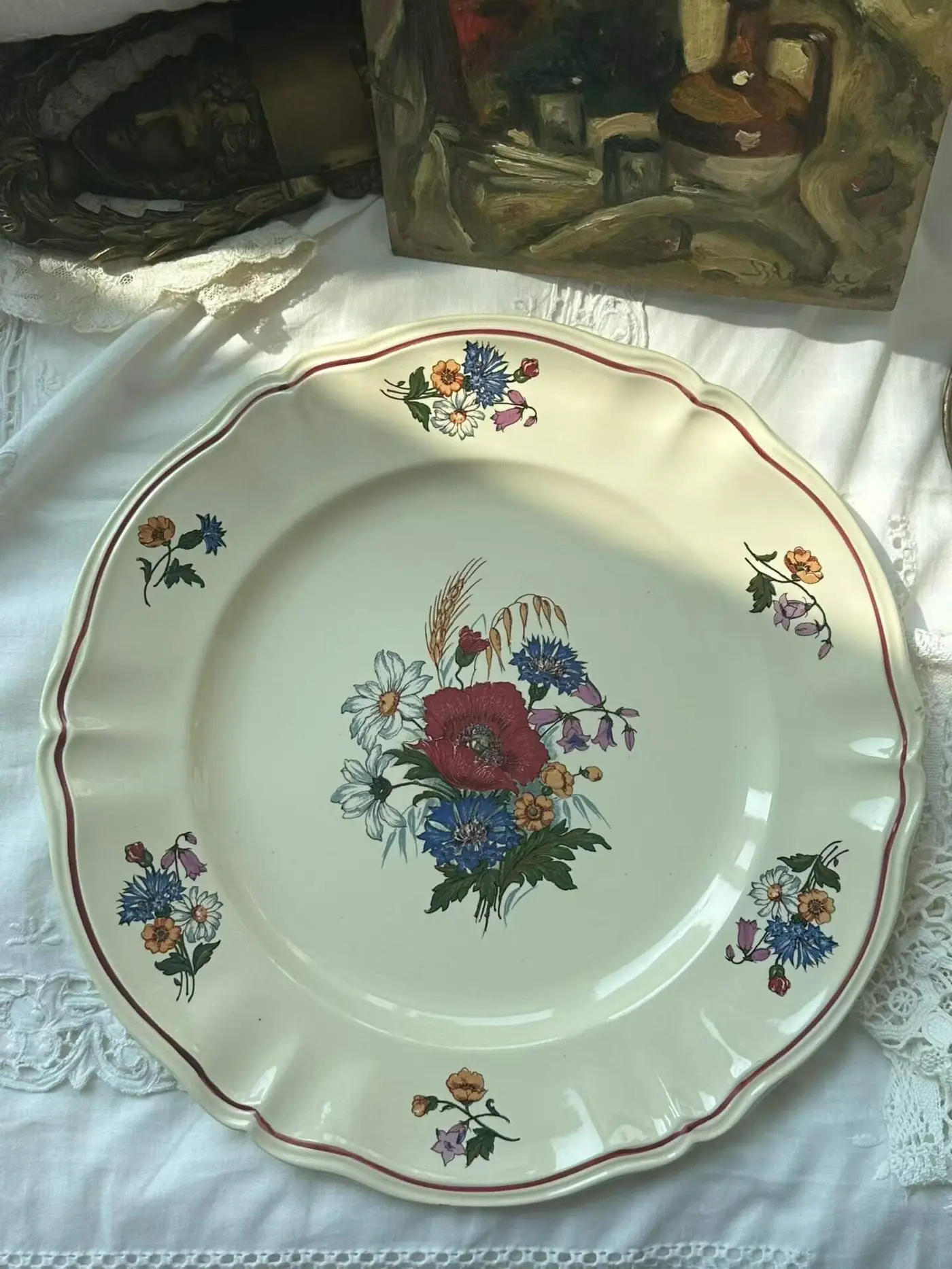 Sarreguemines Country Series Large Round Plate, 32 cm