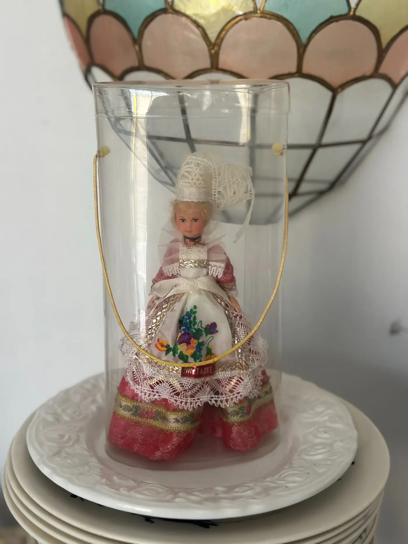 French Vintage Folk Doll in Regional Costume with Original Display Tube