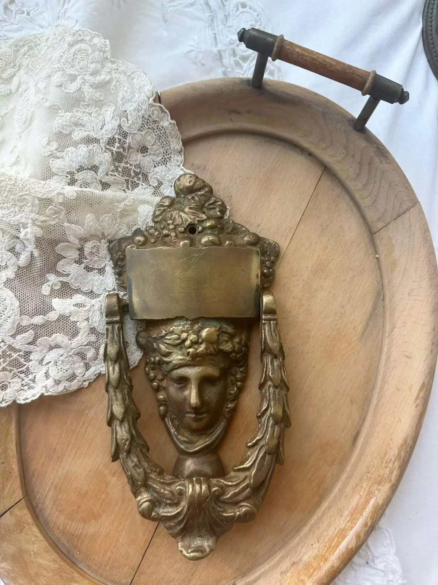 Antique Brass Door Knocker, 20 x 9 cm