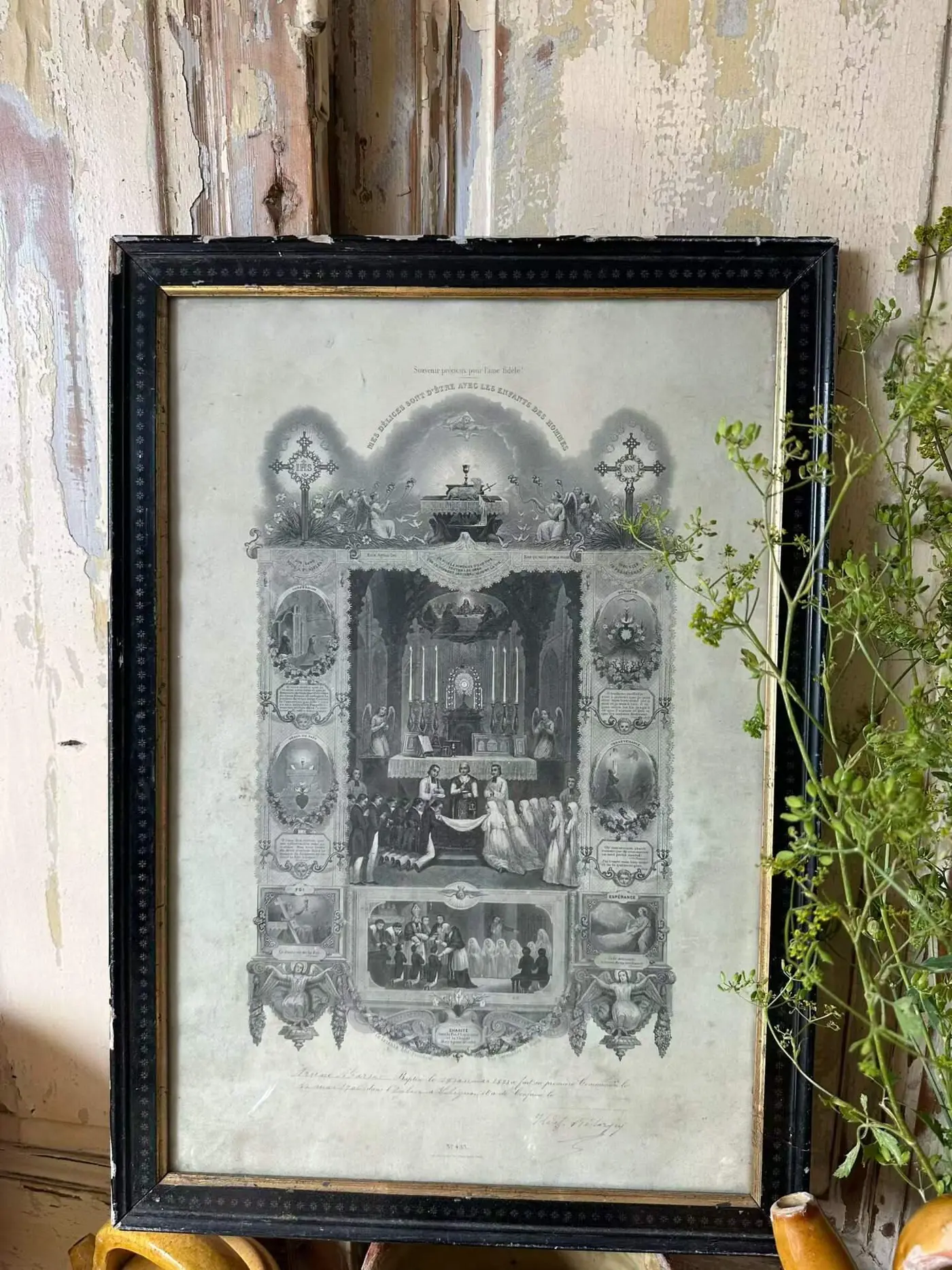 Late 19th-Century French Copperplate Commemorative Print
