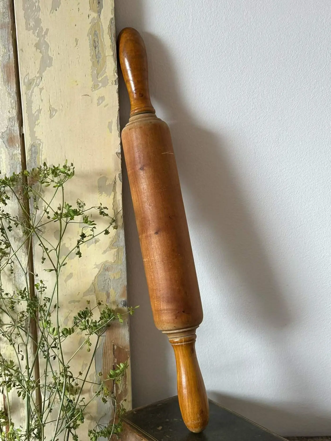 French Vintage Solid Wood Rolling Pin, 46.5 cm