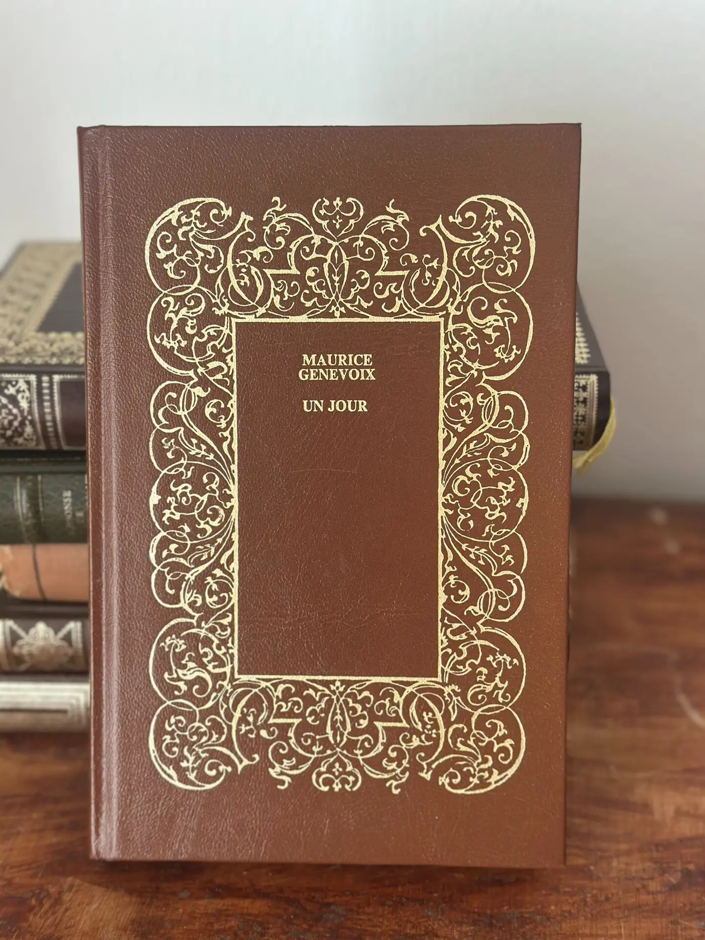 French 1976 Vintage Gilt-Decorated Hardcover 'Un Jour' by Maurice Genevoix