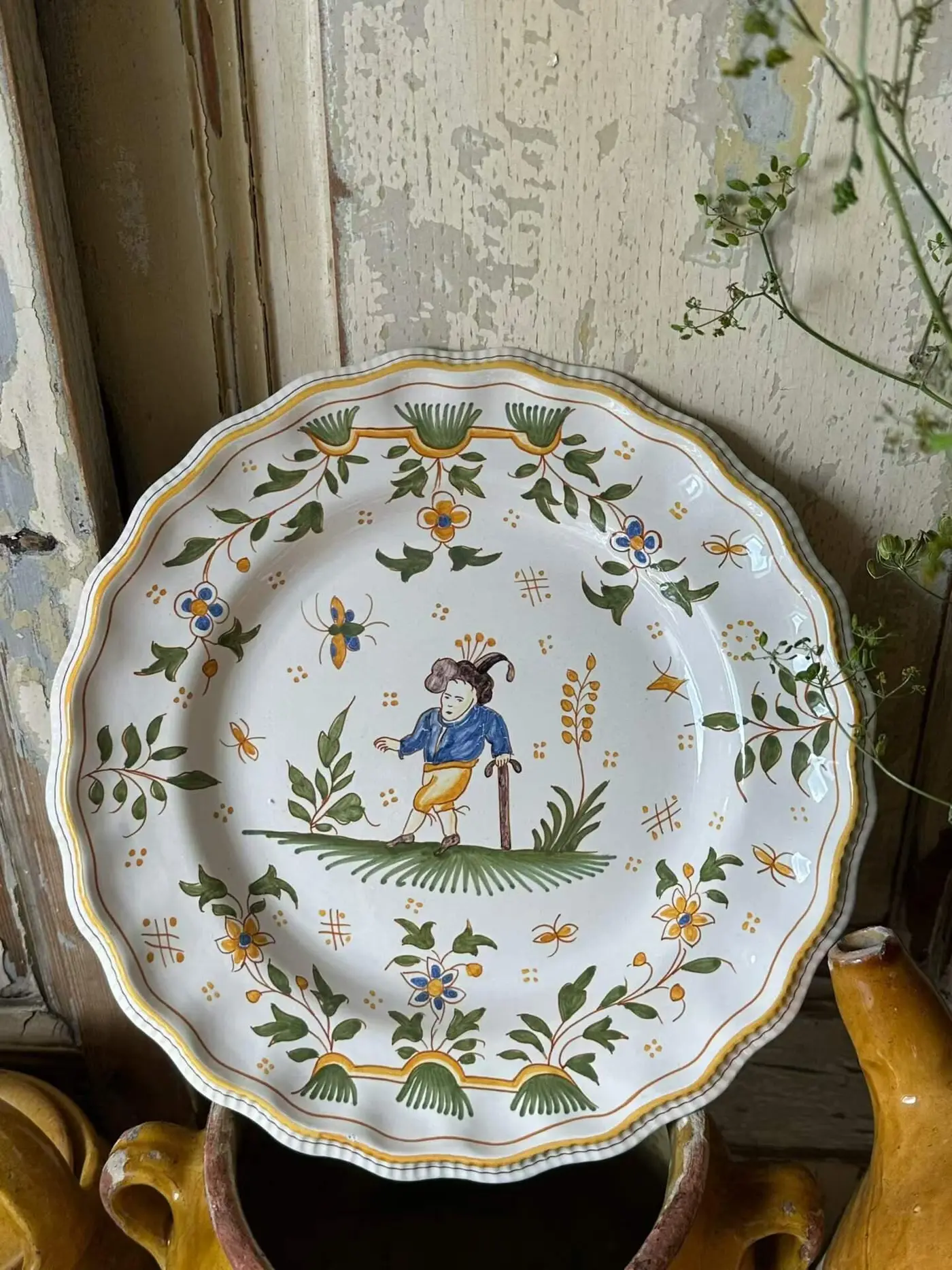 French Vintage Hand-Painted Decorative Wall Plate