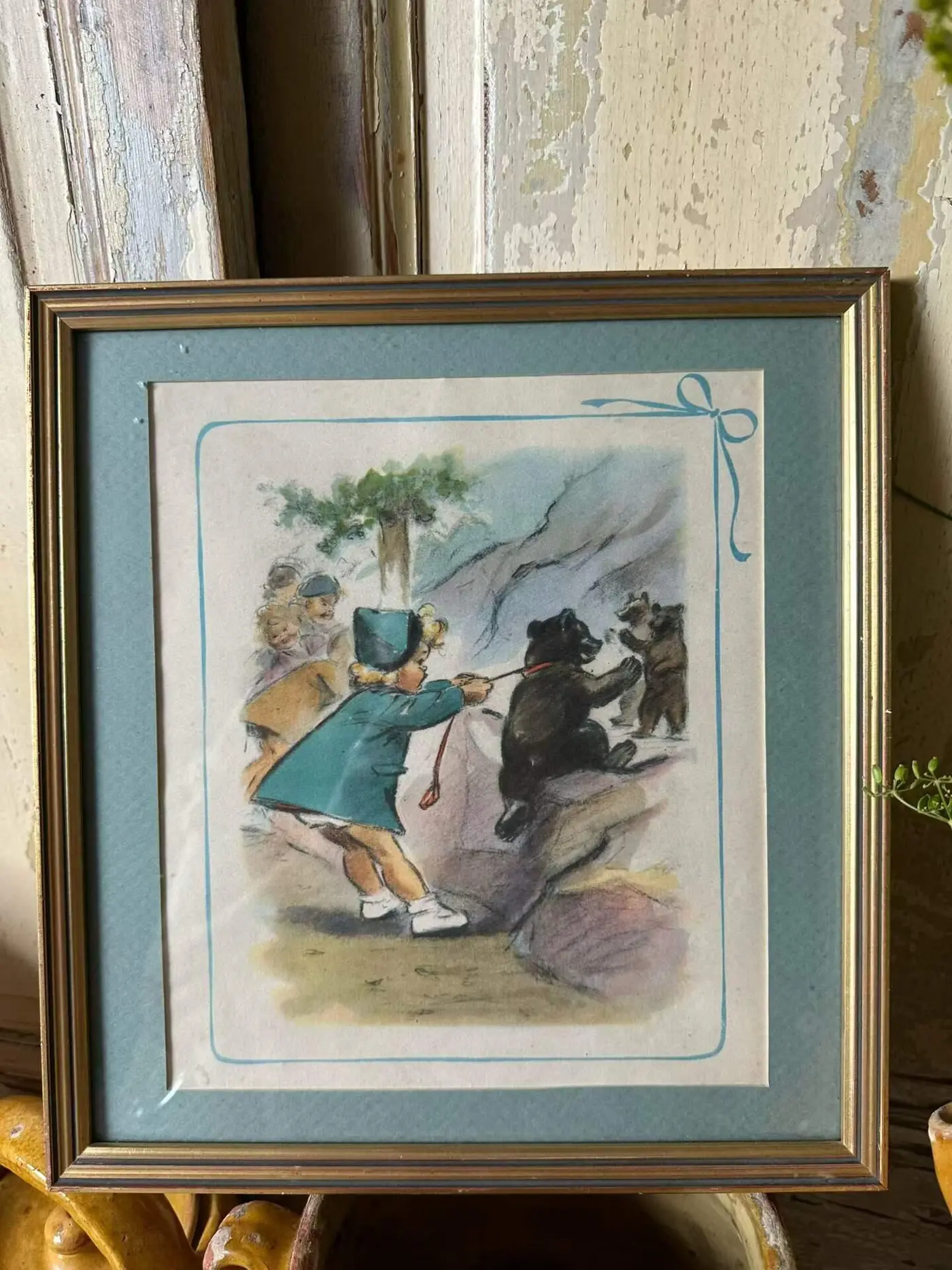Germaine Bouret (1907–1953) Vintage Print — Little Girl with Black Bear