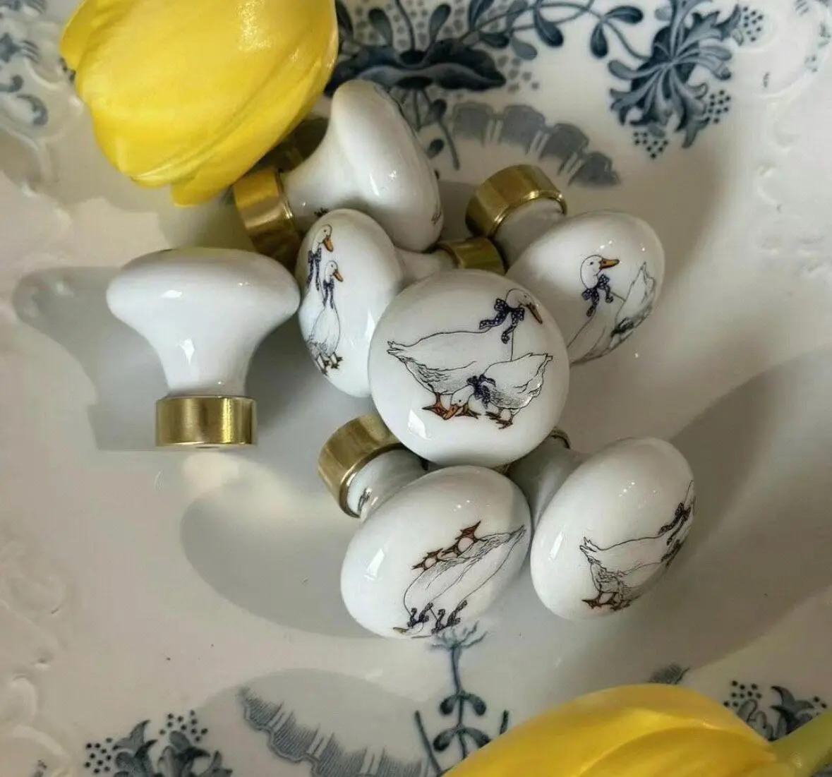 Vintage Limoges Ceramic Goose Cabinet/Drawer Knob (France)