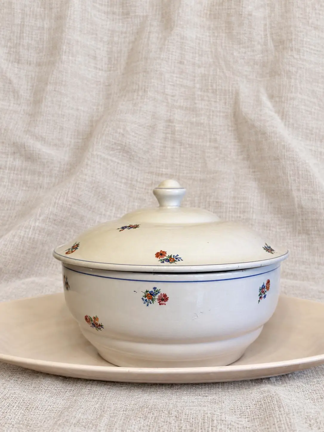 French Vintage Floral Soup Pot